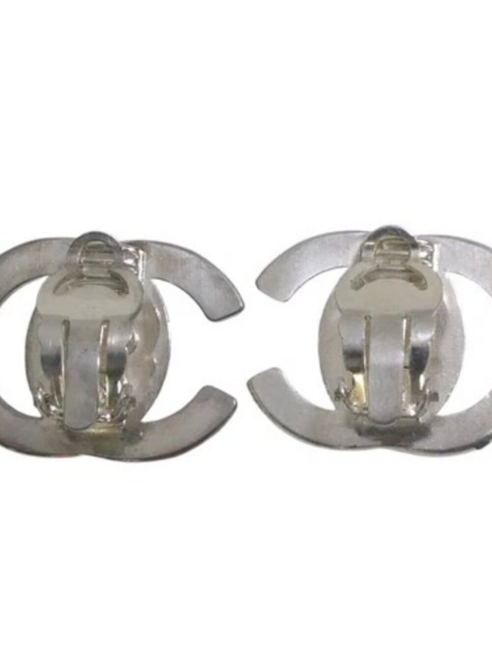 Auth CHANEL CC Logo Turnlock Clip on Earrings Silver Metal - 56705g - Picture 7 of 10